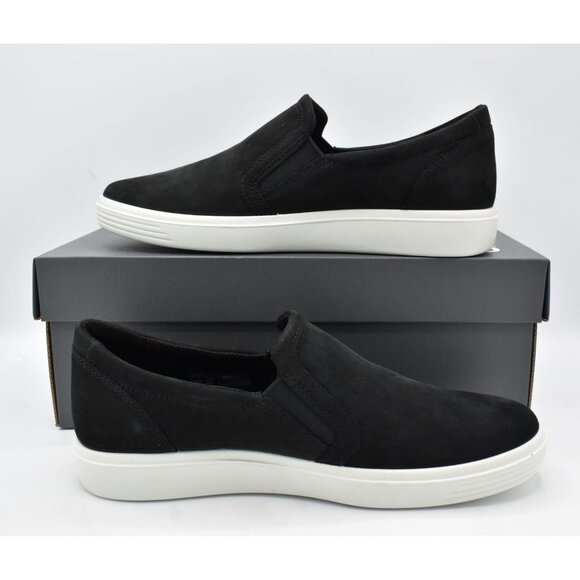 ECCO EU 38 US 7-7.5 Soft Classic Black Leather Slip On Sneakers Shoes - Picture 8 of 11